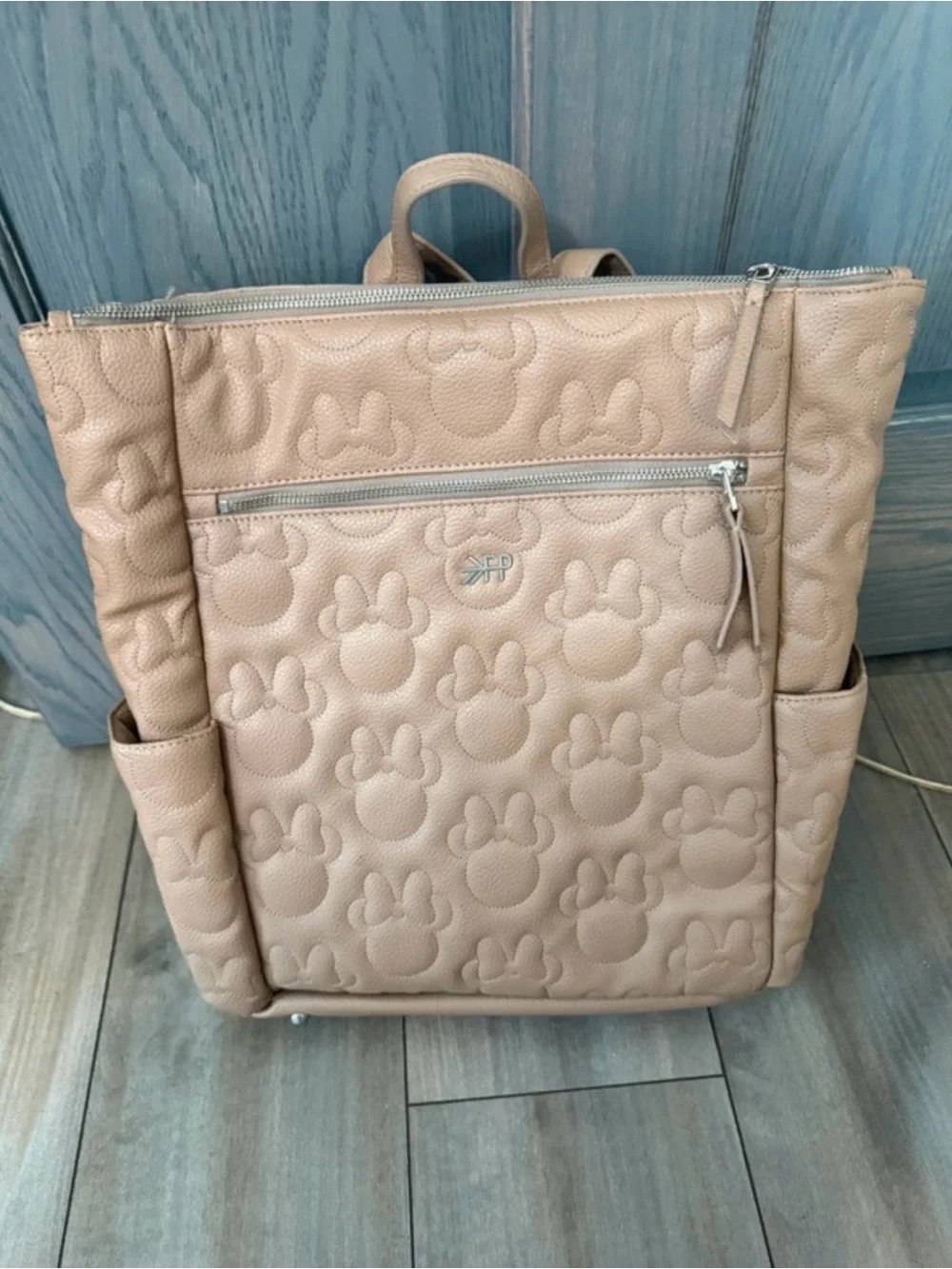 Freshly Picked Embossed Minnie Baby Backpack - Beige